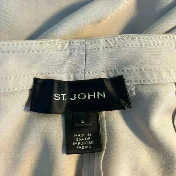 St. John Stretch Ponte Pull On Pant with Pintuck Sz 4 Beige Cropped with pockets - Picture 3 of 3